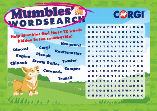 Corgi Mumbles Wordsearch